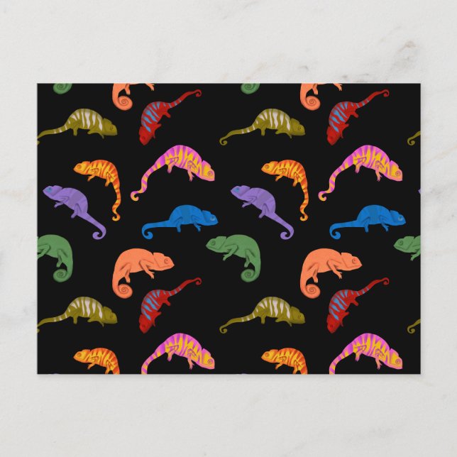 Chamäleons Farbige Reptilien Eidechsen Kinder  Postkarte (Vorderseite)