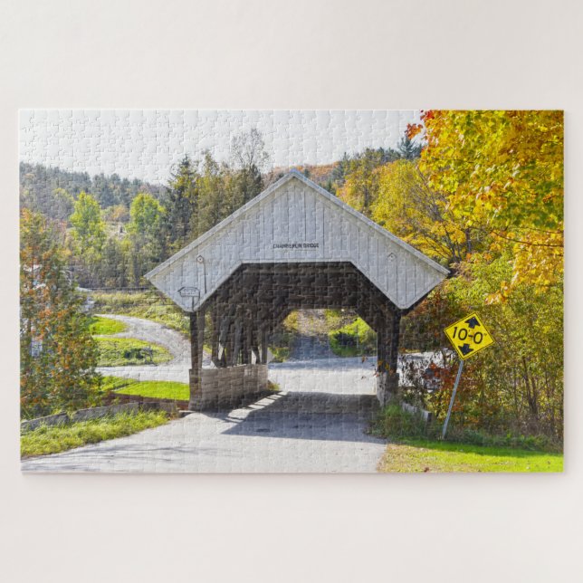 Chamberlin Mill Covered Bridge, Lyndon, Vermont Puzzle (Horizontal)