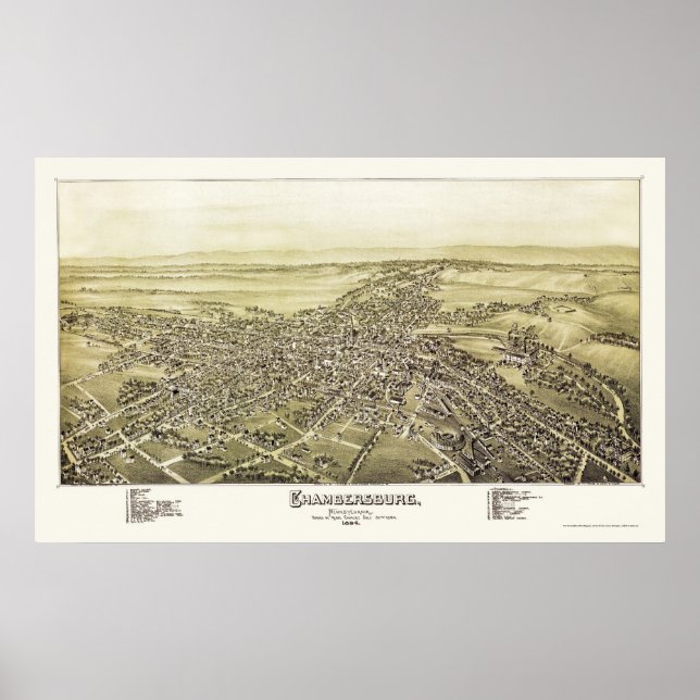 Chambersburg, PA - Panoramakarte - 1894 Poster (Vorne)
