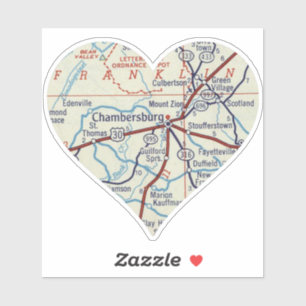 Chambersburg PA Vintage Karte Aufkleber