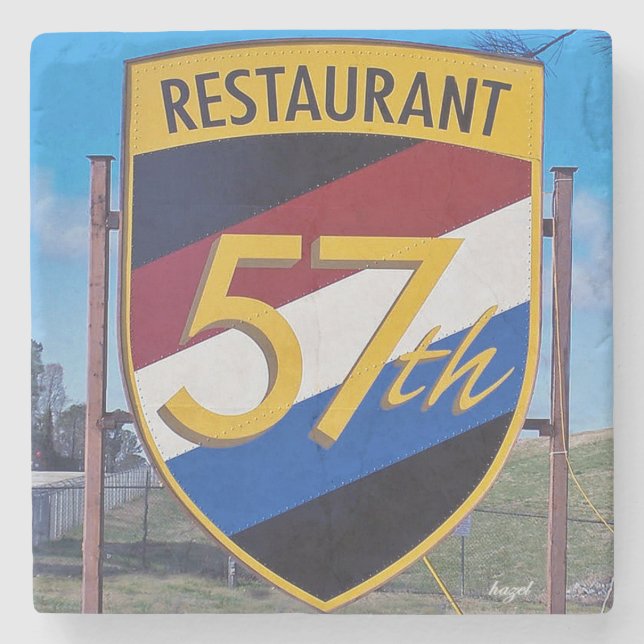 Chamblee, 57. Fighter Restaurant Sign, Georgien Steinuntersetzer (Vorderseite)