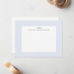 Chambray Blue Triangle Strichen Personalisiert Mitteilungskarte