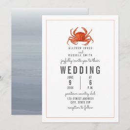 Chambray Crab Pinstripe Wedding Einladung