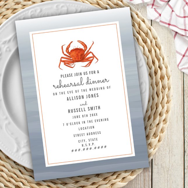 Chambray Crab Wedding Probe Dinner Einladung (Von Creator hochgeladen)