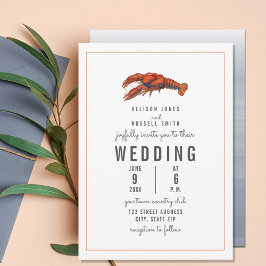 Chambray Lobster Pinstripe Wedding Einladung