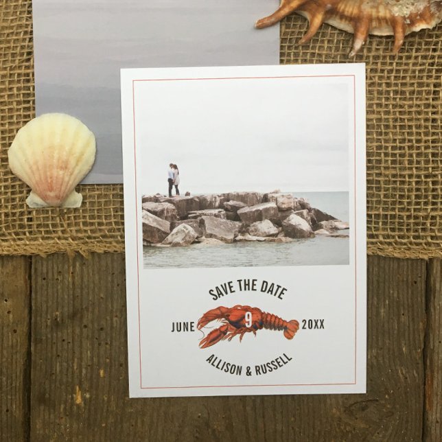 Chambray Lobster Rustic Wedding Foto Save The Date (Von Creator hochgeladen)
