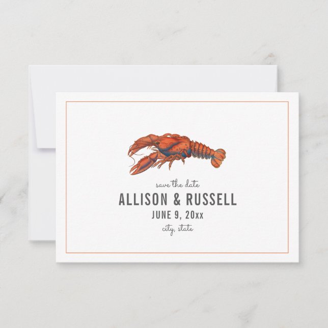 Chambray Lobster Rustikale Hochzeit rettet das Dat Save The Date (Vorderseite)