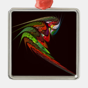 Chameleon Abstract Art Square Silbernes Ornament