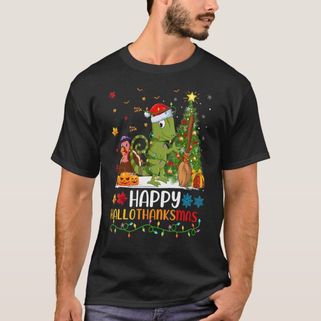 Chameleon Animal Happy Chameleon Hellothanksmas T-Shirt (Vorderseite)