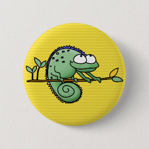 Chameleon Cartoon Lizard Niedlich Button
