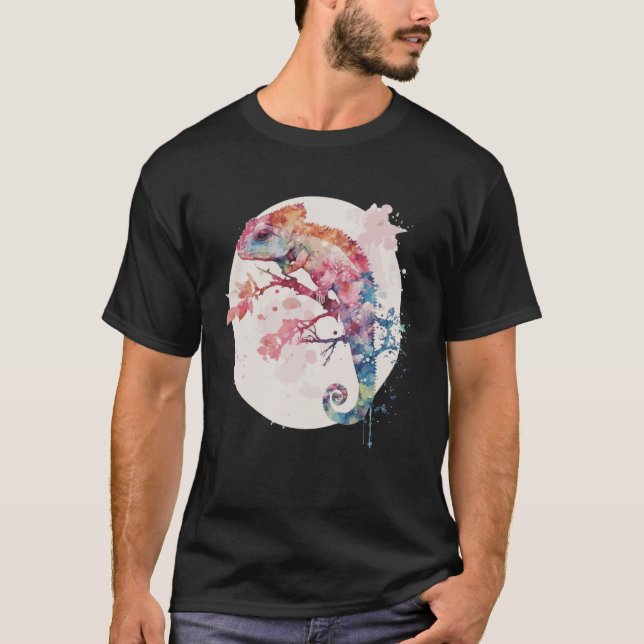 Chameleon Cherry Blossom Japanese Sakura Reptile T-Shirt (Vorderseite)
