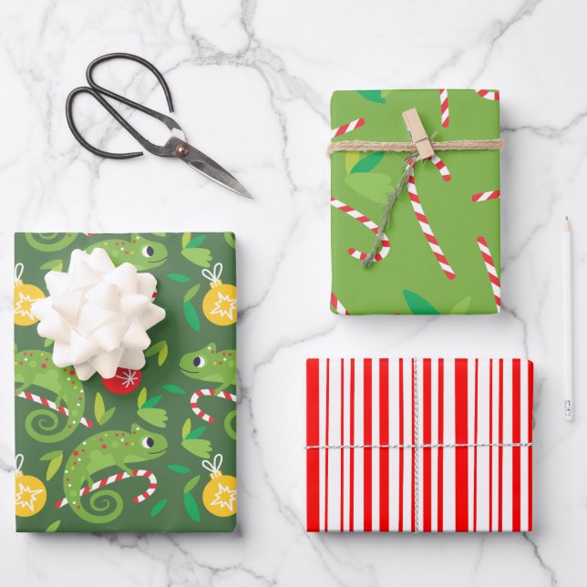 Chameleon Christmas Geschenkpapier Set (Vorderseite)