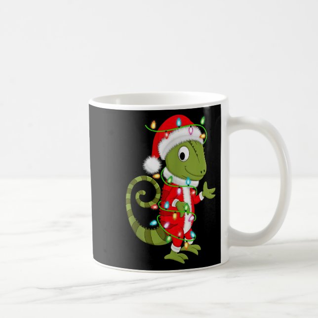 Chameleon Christmas Lights Santa Costume Cute Anim Kaffeetasse (Rechts)