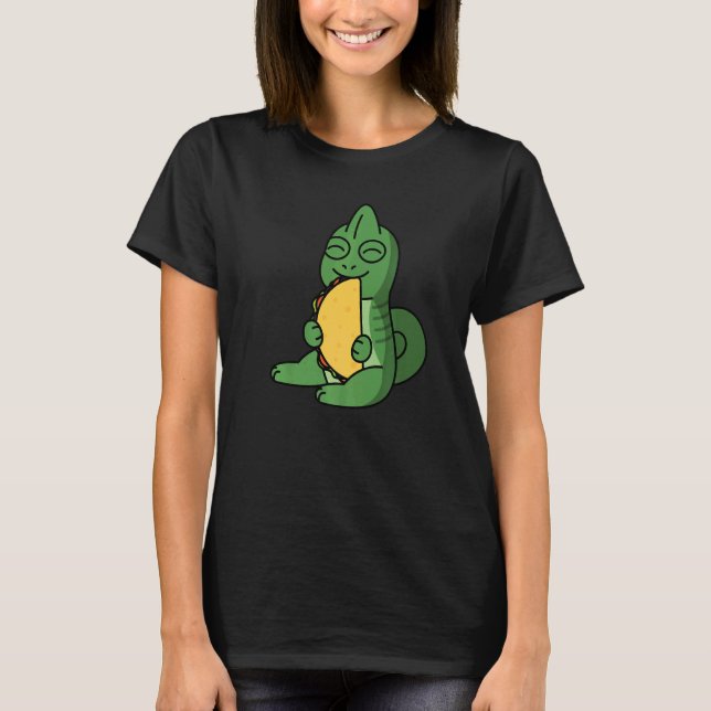 Chameleon Eating a Taco Pet T-Shirt (Vorderseite)