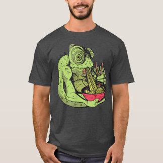 Chameleon Eating Ramen Noodles Funny T-Shirt