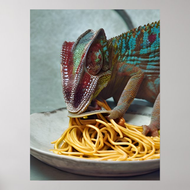 Chameleon Eating Spaghetti Poster (Vorne)