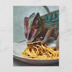 Chameleon Eating Spaghetti Postkarte