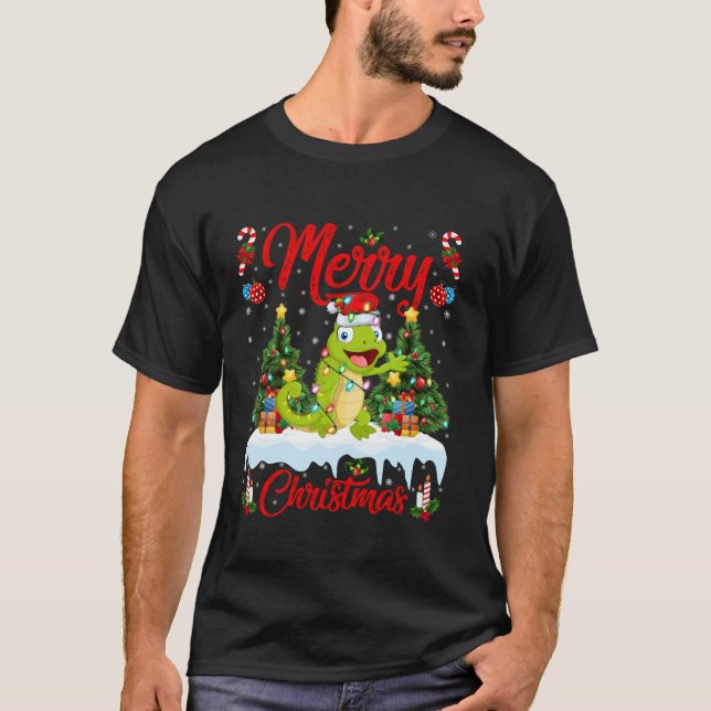 Chameleon Frory Christmas Tree Lighting Santa Cham T-Shirt (Vorderseite)
