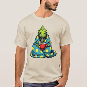 Chameleon in Blanket Drink Coffee T - Shirt - Coz