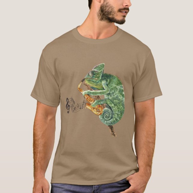 Chameleon Jazz Saxophon T-Shirt (Vorderseite)