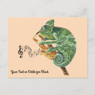 Chameleon Jazz Saxophone Custom Text Postkarte