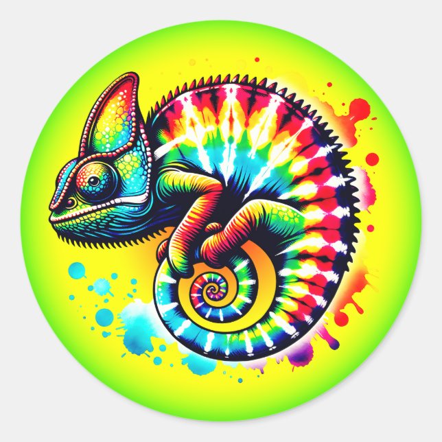Chameleon Krawatte-Dye Runder Aufkleber (Vorderseite)