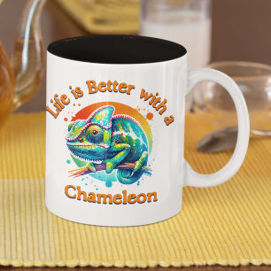 Chameleon Liebhaber Haustier Besitzer Wasserfarbe  Zweifarbige Tasse