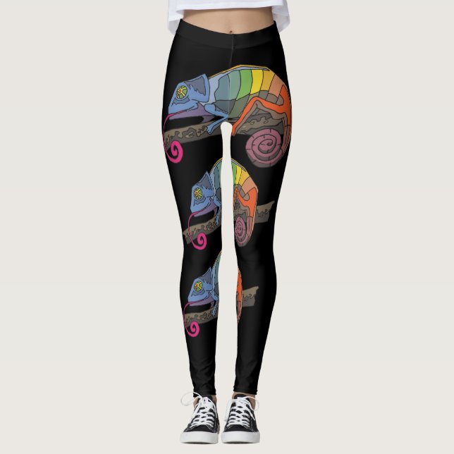 CHAMELEON LIZARD ART YOGA PANS LEGGINGS (Vorderseite)