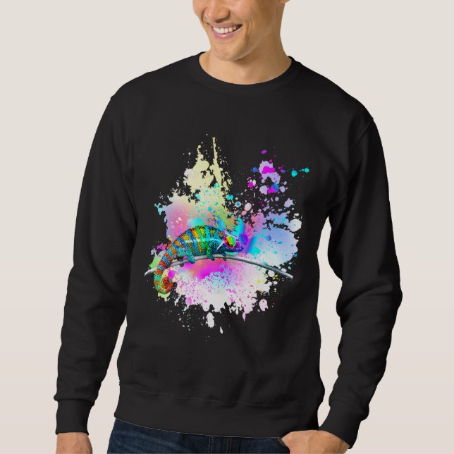 Chameleon Lizard Rainbow Heart Liebe Glasses Sungl Sweatshirt (Vorderseite)
