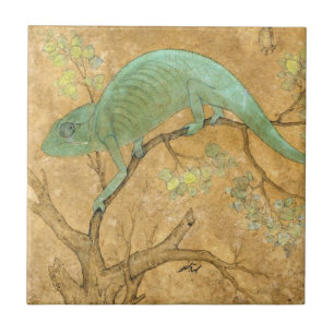 Chameleon (Lizard) (Reptil) (Moghul Art) (asiatisc Fliese