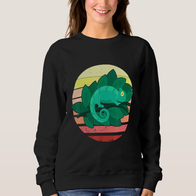 Chameleon Lizard Retro Sunset Reptiles Sweatshirt (Vorderseite)
