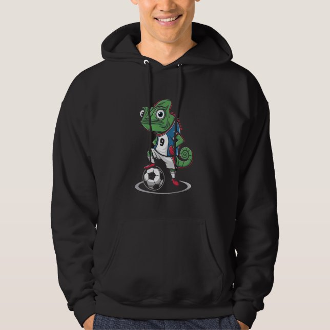 Chameleon Lizards Soccer Player Reptile Hoodie (Vorderseite)