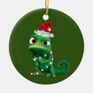 Chameleon mit Hat Scaft Weihnachten Keramik Ornament