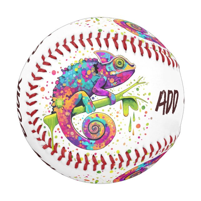 Chameleon Paint Stains Wasserfarbe Stil Baseball (Vorderseite Links)