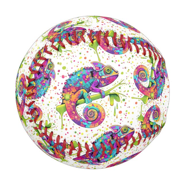 Chameleon Paint Stains Wasserfarbe Stil Baseball (Vorderseite Links)