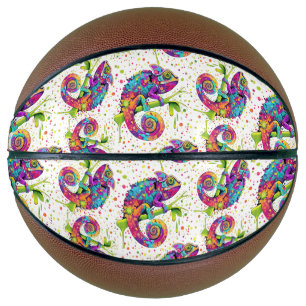 Chameleon Paint Stains Wasserfarbe Stil Basketball