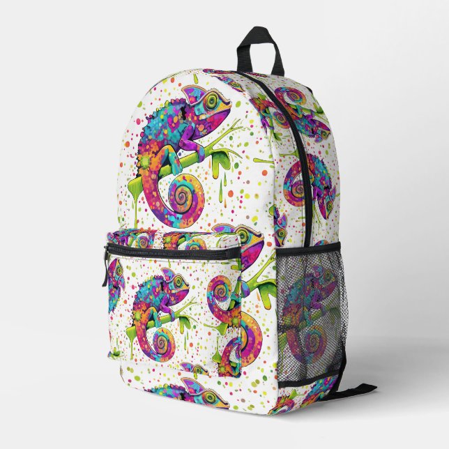 Chameleon Paint Stains Wasserfarbe Stil Bedruckter Rucksack (Rückseitige Ecke Rechts)