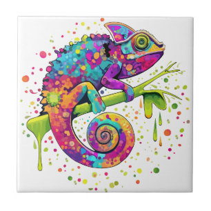 Chameleon Paint Stains Wasserfarbe Stil Fliese