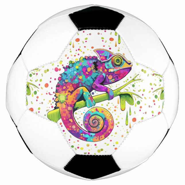 Chameleon Paint Stains Wasserfarbe Stil Fußball (Vorderseite)