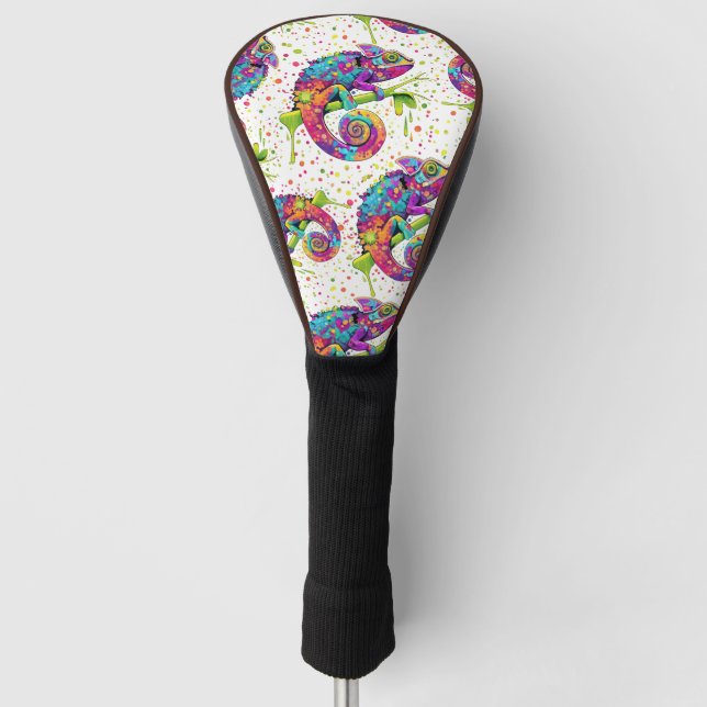 Chameleon Paint Stains Wasserfarbe Stil Golf Headcover (Vorderseite)