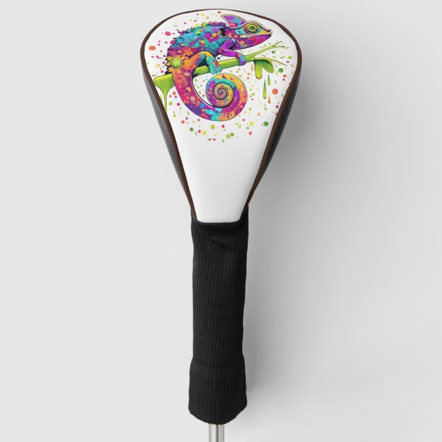 Chameleon Paint Stains Wasserfarbe Stil Golf Headcover (Vorderseite)
