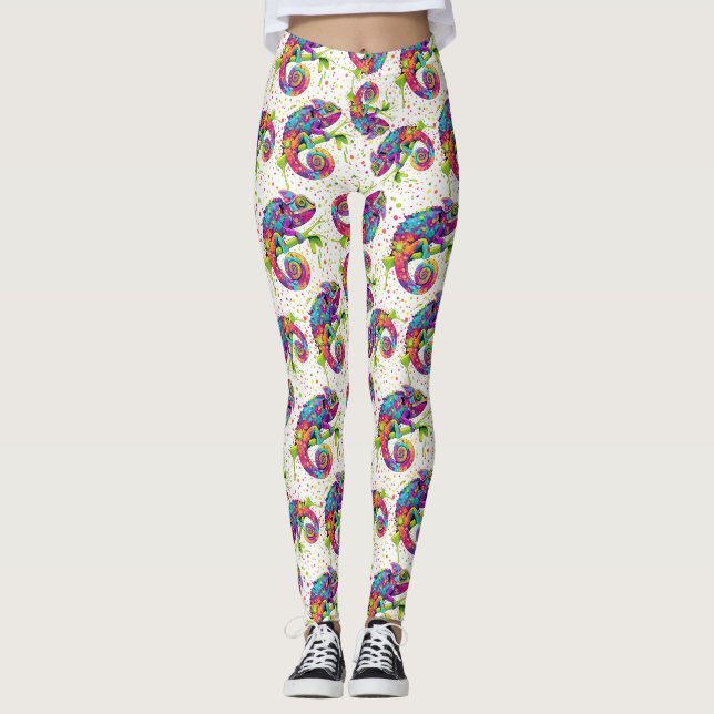 Chameleon Paint Stains Wasserfarbe Stil Leggings (Vorderseite)