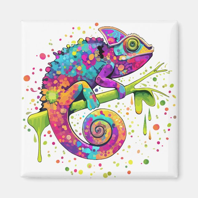 Chameleon Paint Stains Wasserfarbe Stil Magnet (Vorne)
