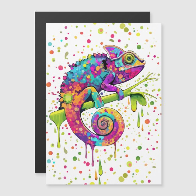 Chameleon Paint Stains Wasserfarbe Stil Magnetkarte (Vorne/Hinten)