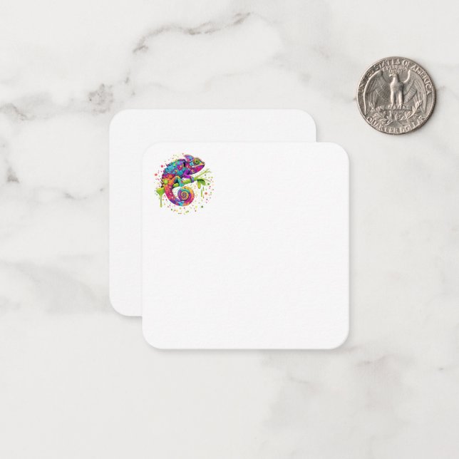 Chameleon Paint Stains Wasserfarbe Stil Mitteilungskarte (Vorderseite/Rückseite Beispiel)