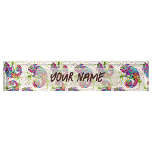Chameleon Paint Stains Wasserfarbe Stil Namensplakette