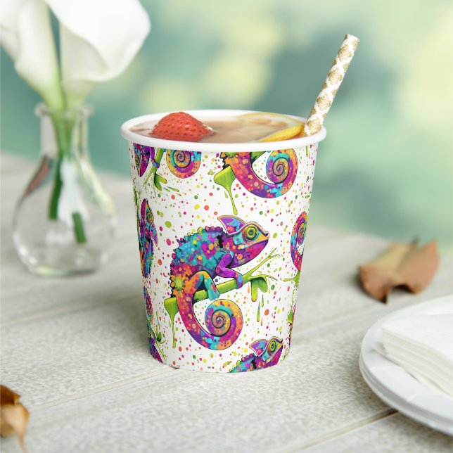 Chameleon Paint Stains Wasserfarbe Stil Pappbecher (In Situ)