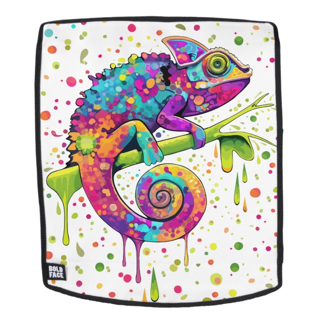 Chameleon Paint Stains Wasserfarbe Stil Rucksack (Abnehmbare Front)