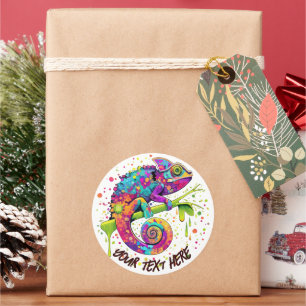 Chameleon Paint Stains Wasserfarbe Stil Runder Aufkleber