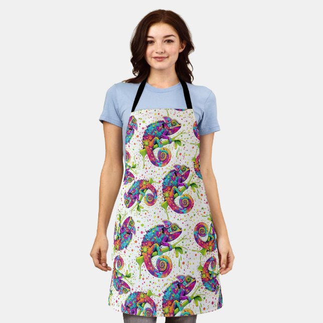 Chameleon Paint Stains Wasserfarbe Stil Schürze (Getragen)